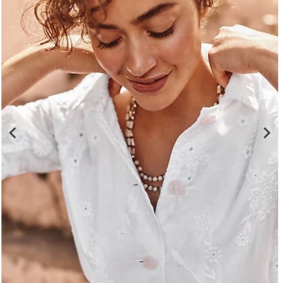 NWT. J. Jill White Eyelet Embroidered Cinch Waist Jacket Linen Blend L - Picture 2 of 11